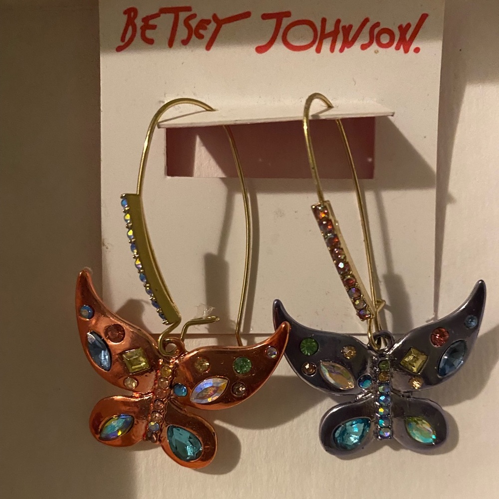 NWT Betsey Johnson Multi-color Butterfly earrings